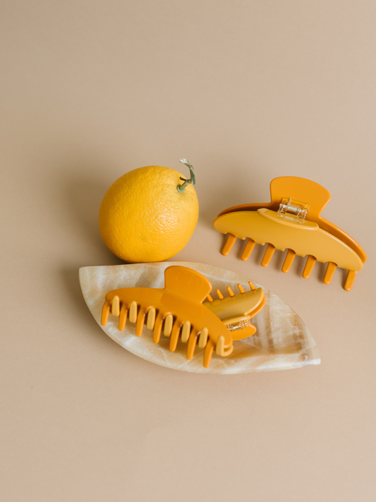Medium Two Toned Claw Clip in Citrus by Nat and Noor